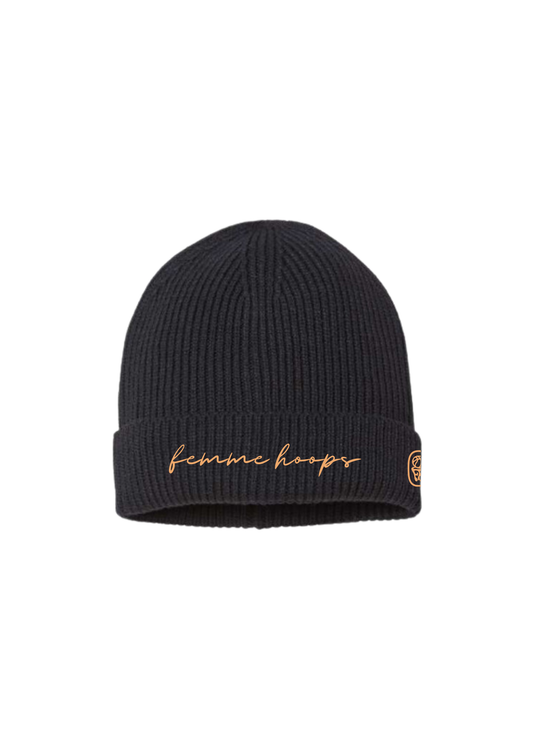 Femme Hoops Script Ribbed Beanie